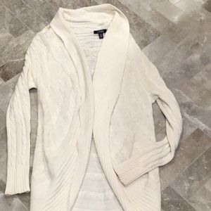 Cotton blend cable stitched coat sweater